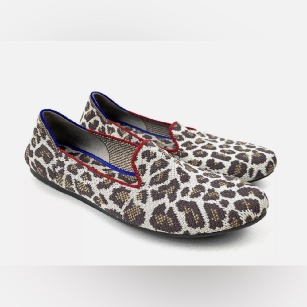 Rothy’s Loafer Flats Mocha Spot Big Cat Animal Print Comfort Shoes Size 7